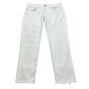 Rag & Bone Dre Low Rise Slim Boyfriend Jeans Womens Size 28x26‎ White Frayed